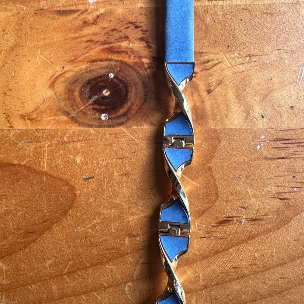 J. McLaughlin Blue and Gold Twisted Belt